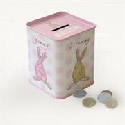 Rufus Rabbit baby girl money tin